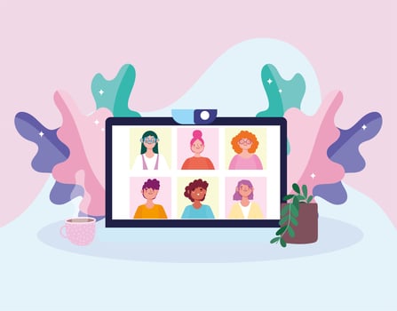 Online meeting or video conference showed in a computer screen  vector