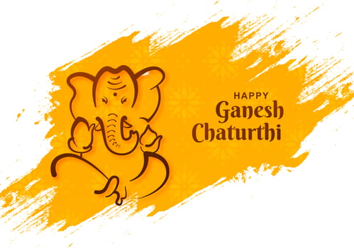 Lord Ganesh Chaturthi Indian Festival on Yellow Paint Strokes vector