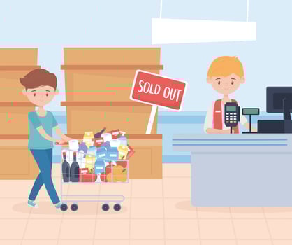 Customer paying for groceries vector