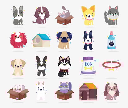 Full pet animals collection vector