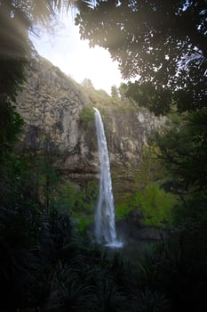Sunset at Bridal Veil Falls, New Zealand photo