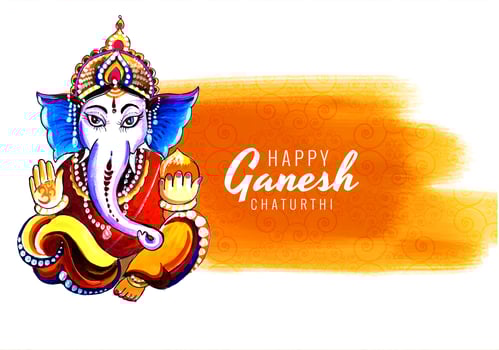 Yellow Paint Wash Ganesh Chaturthi Card Background vector
