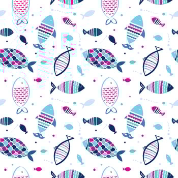 Cute Fish Seamless Pattern vector