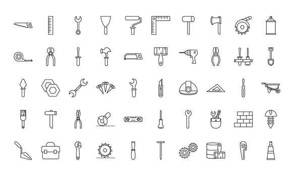 Tool repair and construction icon collection vector