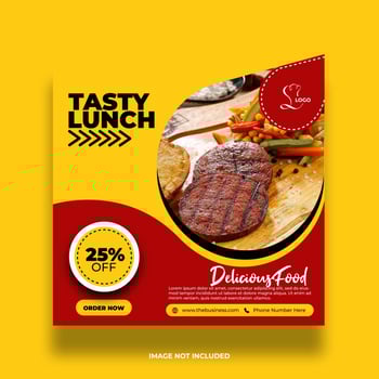 Colorful Minimal Yellow Restaurant Food Banner For Social Media vector
