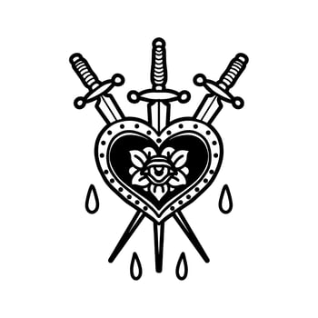 Heart with swords tattoo  vector