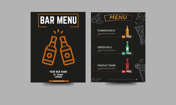 Restaurant bar chalkboard drinks menu on a black vector
