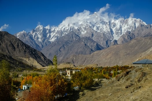 Snow capped Karakoram mountain range in Pakistan photo