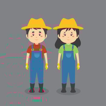 Couple Wearing Farmer Uniform vector