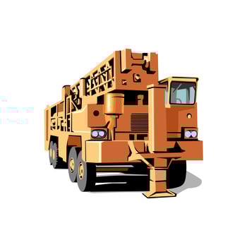 Back view of seismic vibrator vehicle vector