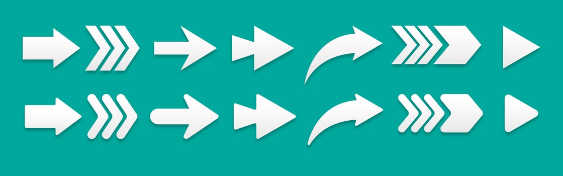 Paper art white arrows isolated on green vector
