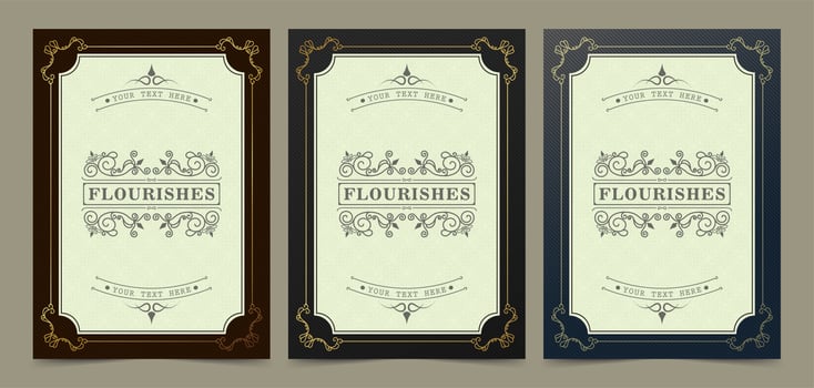 Elegant Gold Flourish Frames Set vector