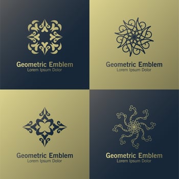 Luxury geometric emblem set vector
