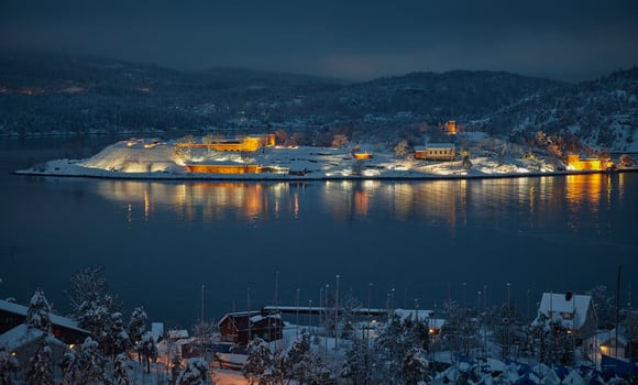 Aerial photography of village at night photo