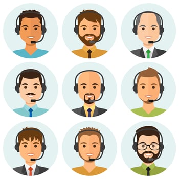Male call center agents round avatars vector