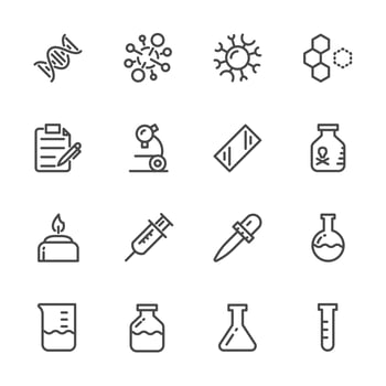 Laboratory equipment icon set vector