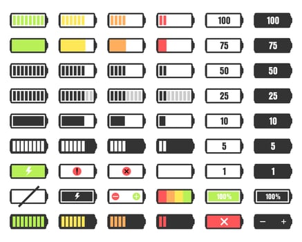 Battery charge level set  vector