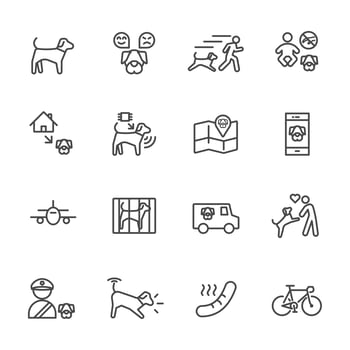 Dog and pet owner icon collection vector