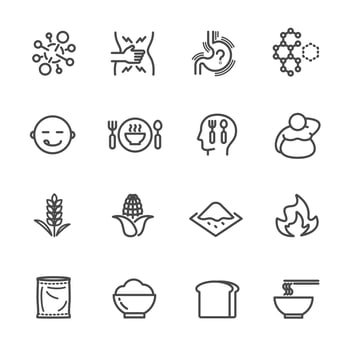 Foods with high fructose corn syrup icon set vector