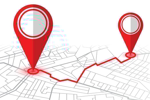 Location pins in GPS navigator map vector