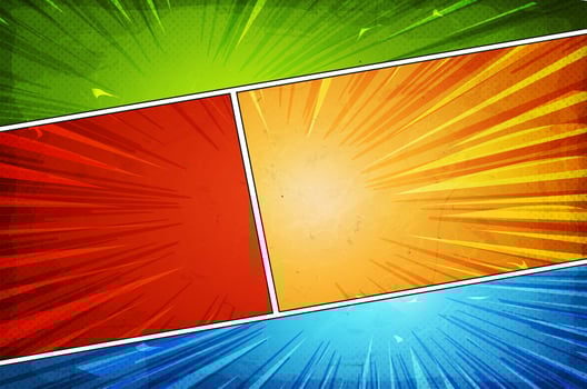 Green, Red Orange and Blue Comic Book Action Template vector