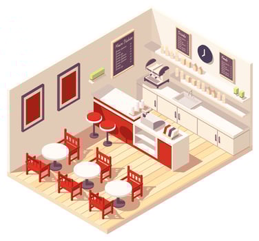 Coffee shop isometric composition vector