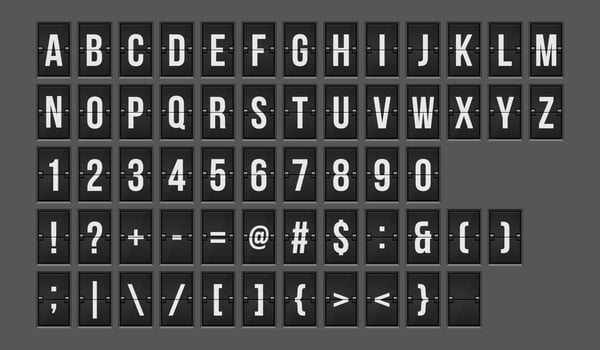 Mechanical scoreboard alphabet  vector
