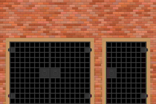 Historical castle gate and brick wall  vector