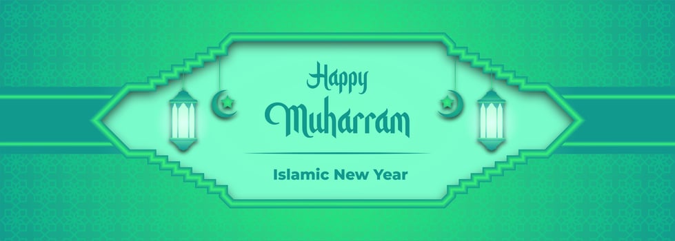 Happy Muharram green gradient banner vector