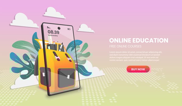 Mobile application online couse web template vector