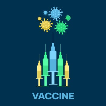 Illustration of vaccine fight the viruses vector