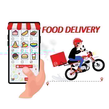 Person Ordering Food Online by Smartphone vector