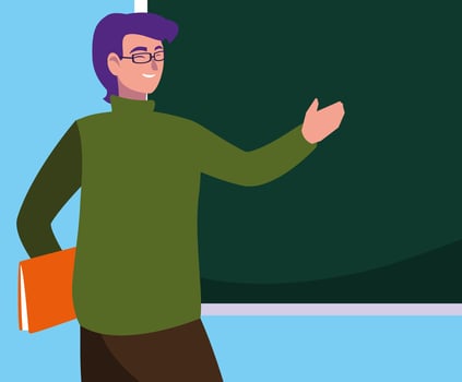 Teacher with chalkboard vector