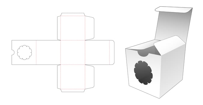 Square packaging with flower window vector