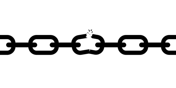Broken chain isolated  vector