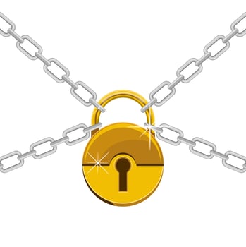 Padlock with chain isolated vector