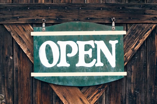 Green and white open signage photo