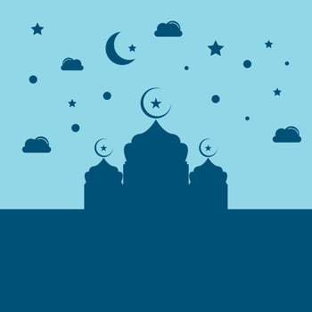 Blue Ramadan Mosque silhouette design vector