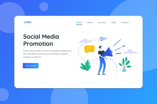 Social Media Promotion Concept Landing Page vector