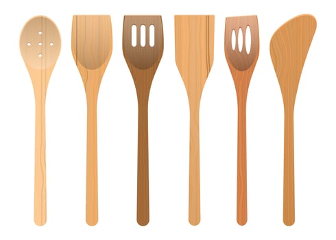 Wooden kitchen utensils  vector