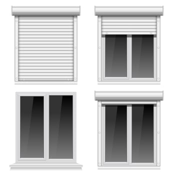 Windows with blind roller vector