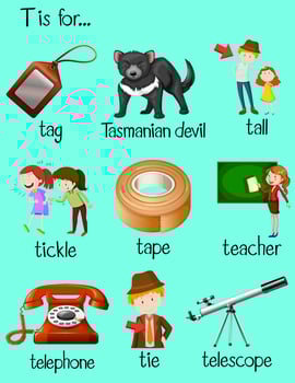 Words begin with letter T vector