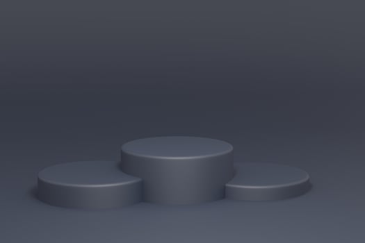 Cylinder podiums on dark background photo