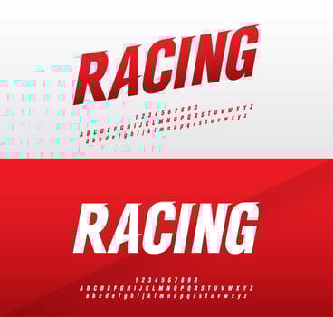 Red and white sport modern font set vector