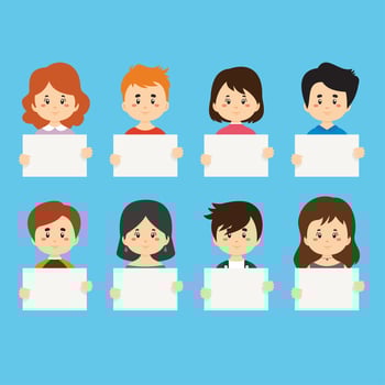 Characters Holding Blank Signs vector