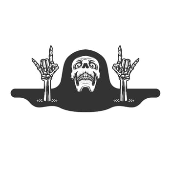 Hooded skeleton in metal pose vector