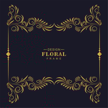 Decorative golden top and bottom floral border frame vector