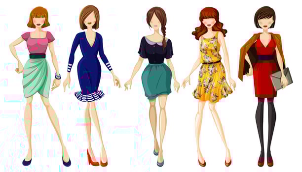 Set of fashionable women  vector