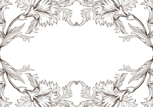 Artistic decorative sketch floral frame vector