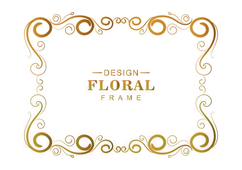 Curly golden floral frame vector